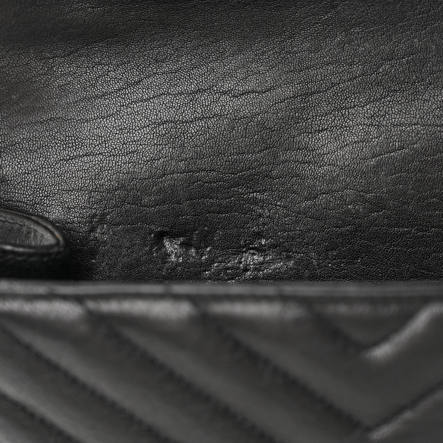 Sheepskin Matelasse Chevron Monogram Monochrome Medium College Bag Black