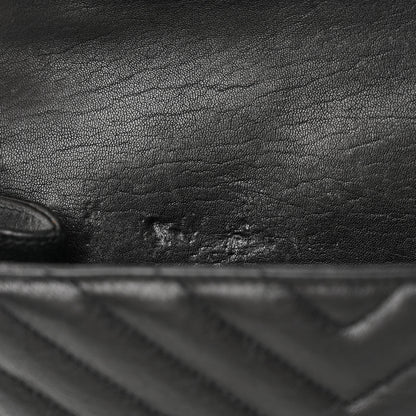 Saint Laurent Sheepskin Matelasse Chevron Monogram Monochrome Medium College Bag Black 12 of 12