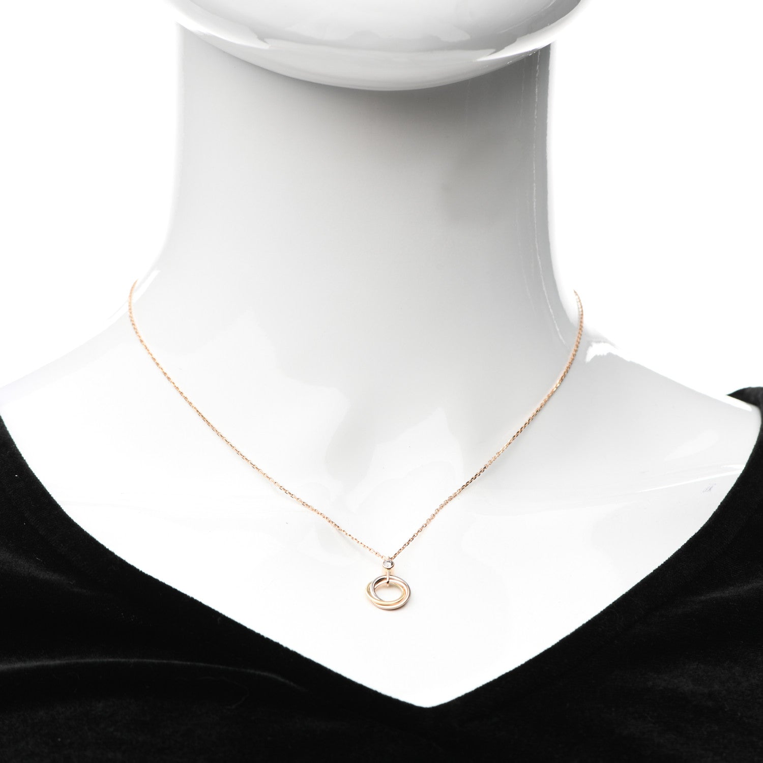 Cartier 18K Pink Yellow White Gold Diamond Trinity Pendant Necklace 2 of 5