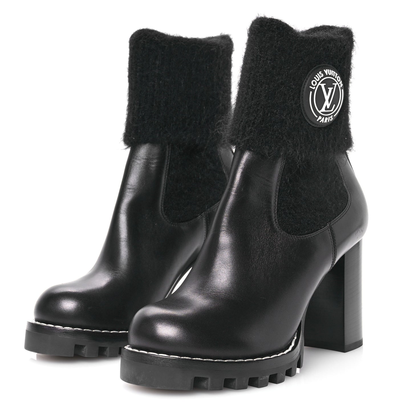 Calfskin Beaubourg Cuff Ankle Boots 38 Black