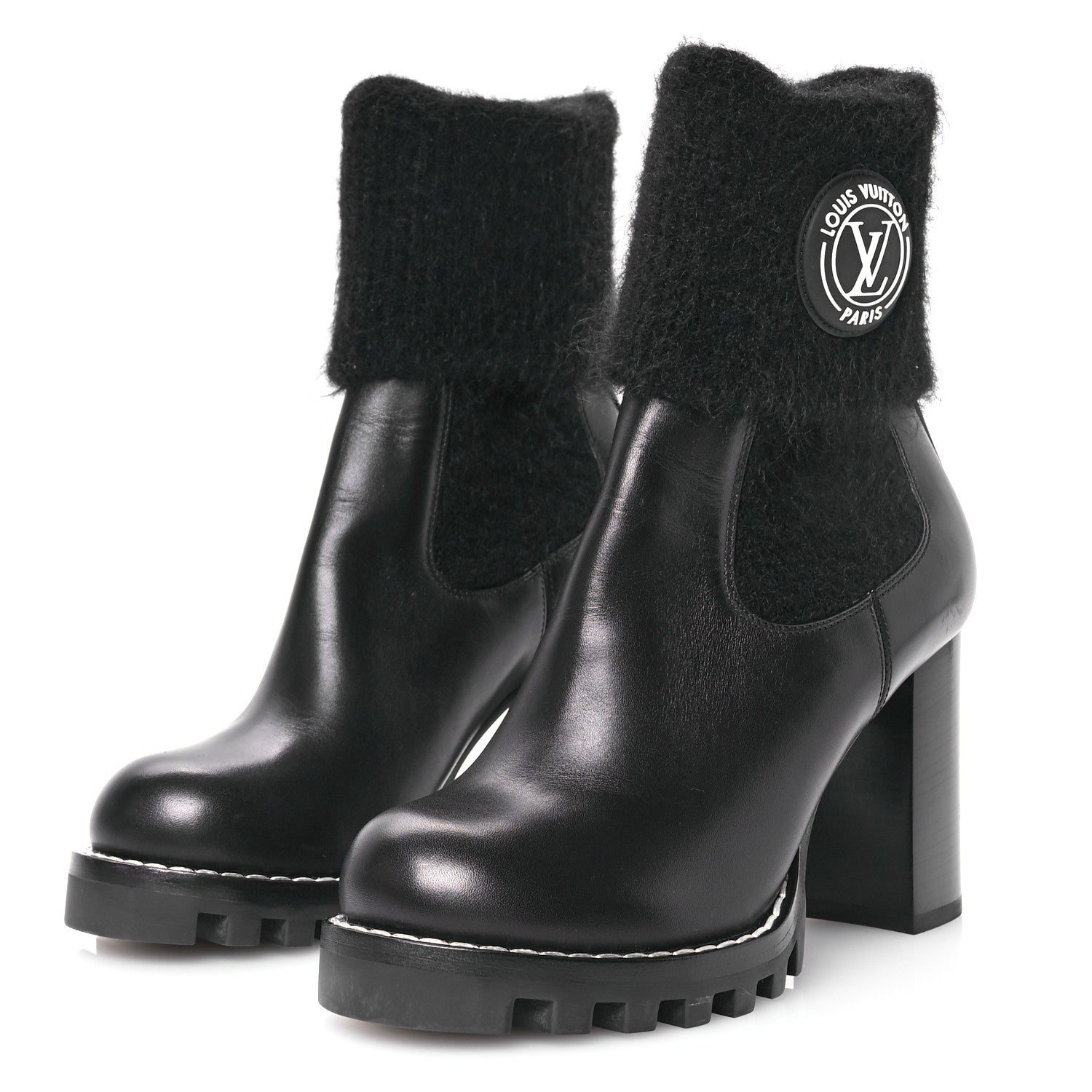 Louis Vuitton Calfskin Beaubourg Cuff Ankle Boots 38 Black 3 of 8