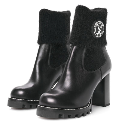 Louis Vuitton Calfskin Beaubourg Cuff Ankle Boots 38 Black 3 of 8
