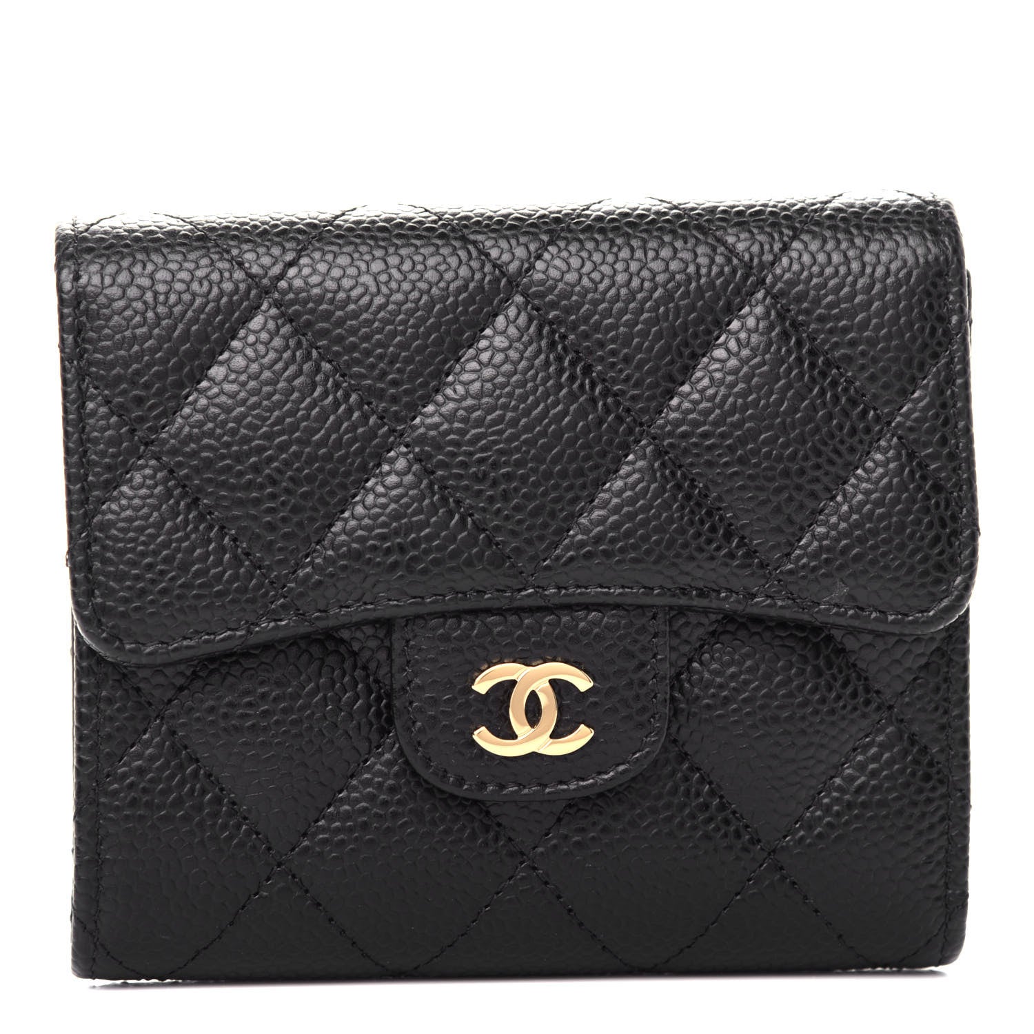 Chanel Caviar Quilted Compact Flap Wallet Black 1 of 8