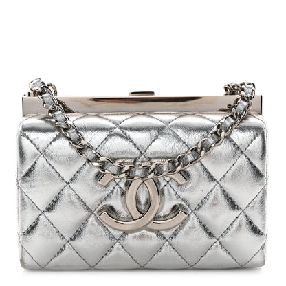 Chanel Metallic Calfskin Quilted Box Crossbody Silver 1 of 11