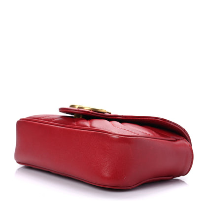 Gucci Calfskin Matelasse Super Mini GG Marmont Shoulder Bag Hibiscus Red 8 of 8