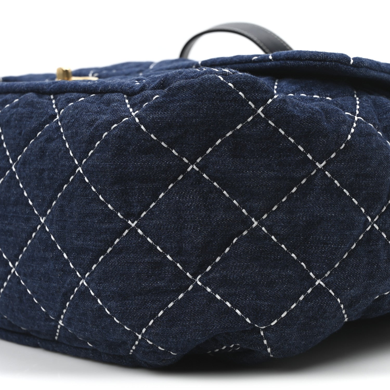 Chanel Denim Quilted Large Express Bowling Bag Blue 10 of 10