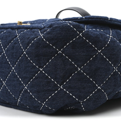 Chanel Denim Quilted Large Express Bowling Bag Blue 10 of 10