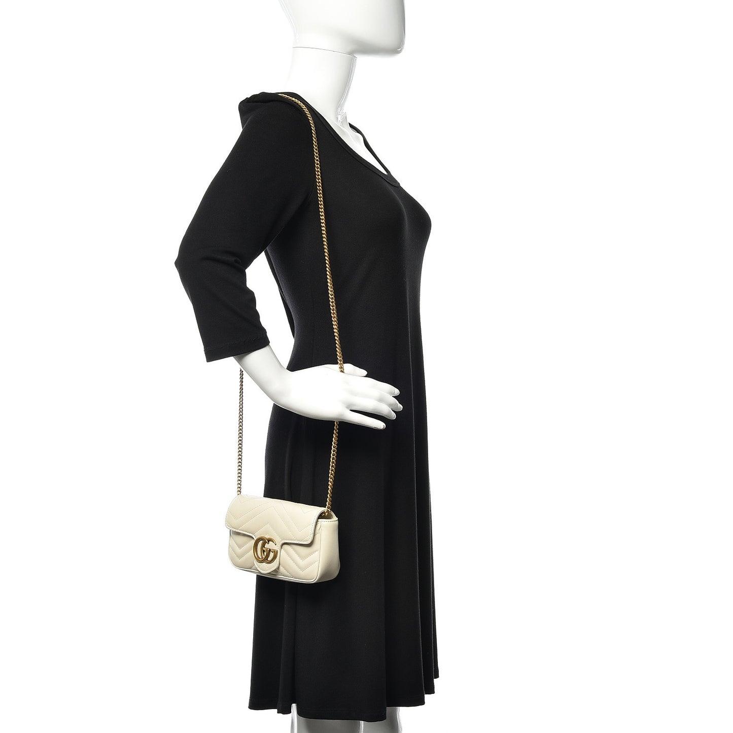 Calfskin Matelasse Super Mini GG Marmont Shoulder Bag White