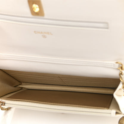 Chanel Lambskin Quilted CC Pearl Crush Wallet on Chain WOC White 5 of 12