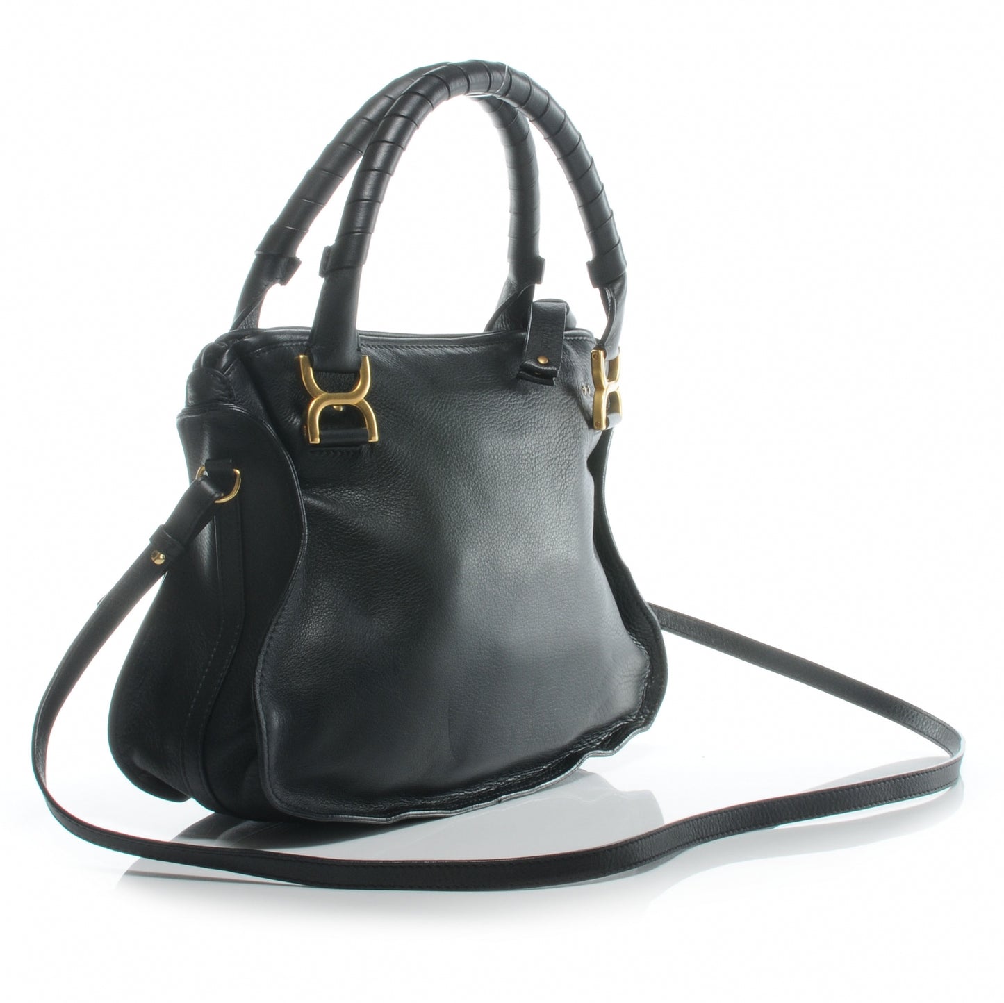Calfskin Braided Medium Marcie Satchel Black
