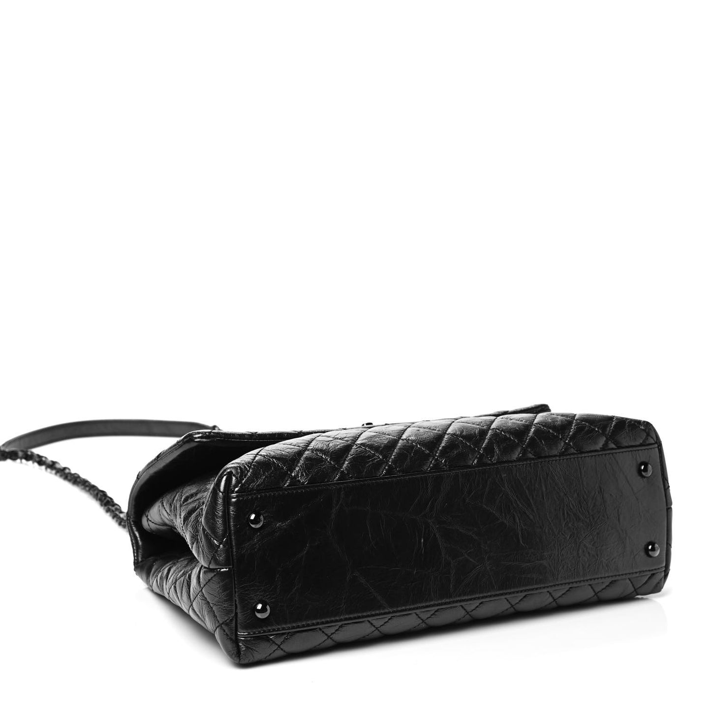 Aged Calfskin Quilted Medium Coco Handle Flap So Black