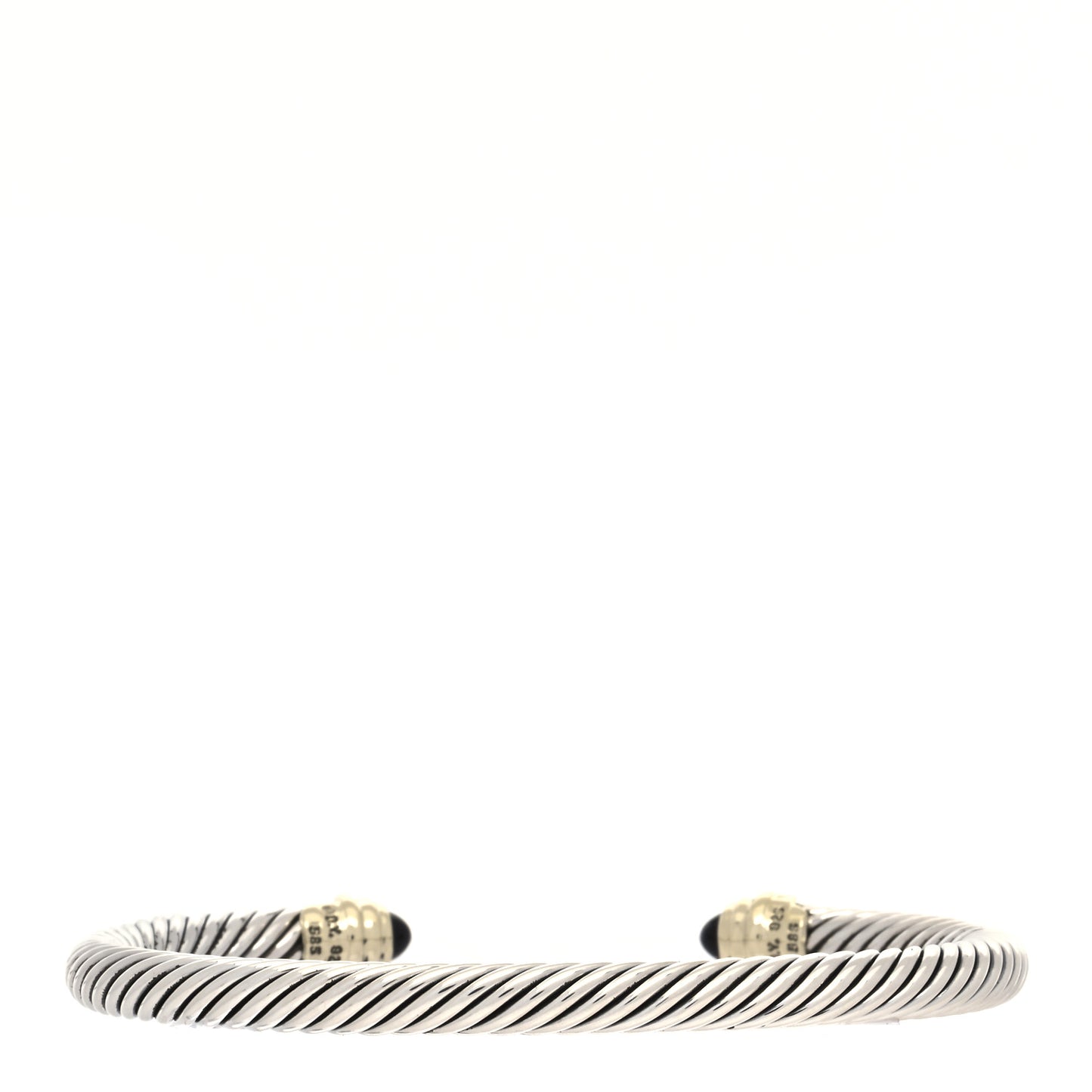 Sterling Silver 14K Yellow Gold Black Onyx 5mm Cable Classics Petite Color Bracelet