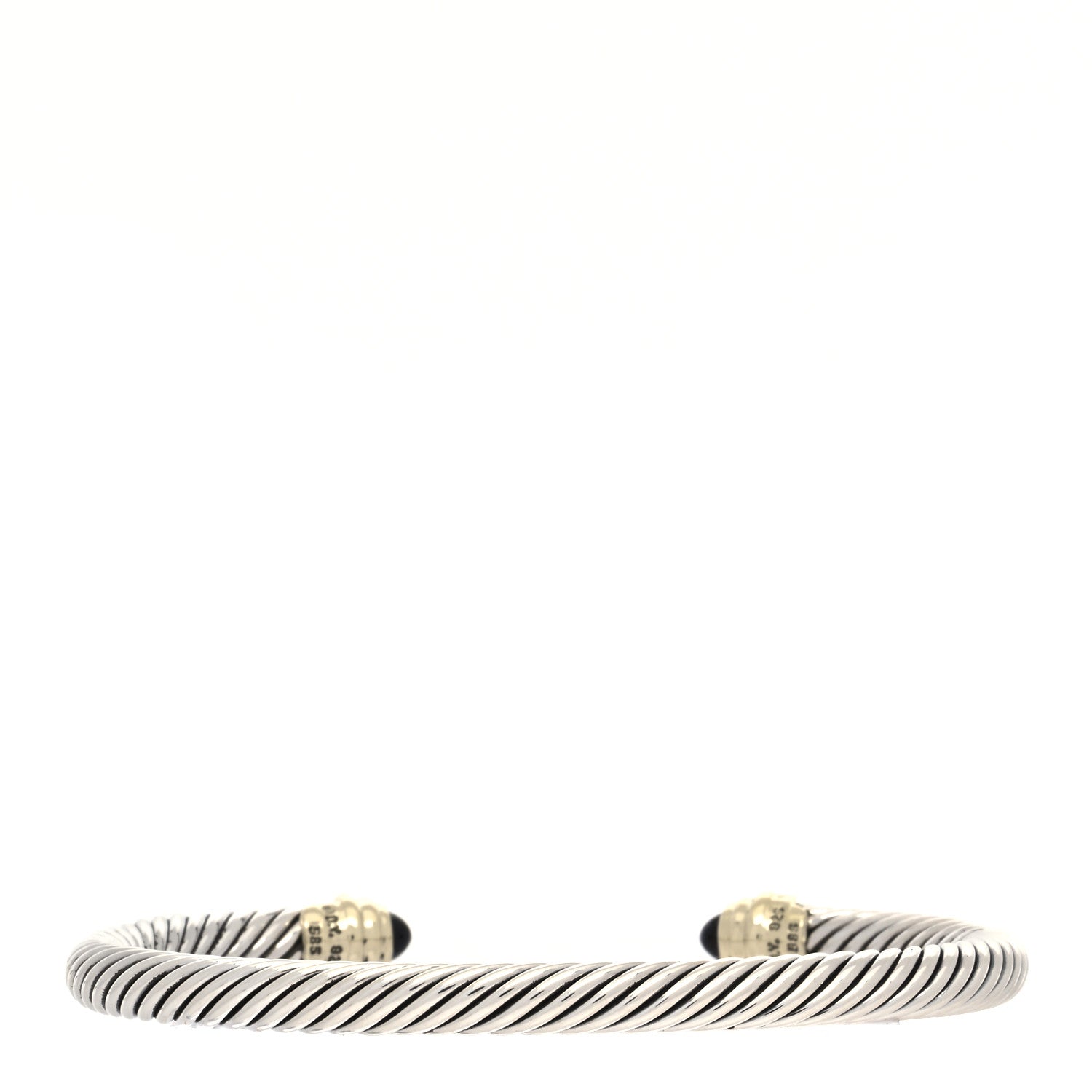 David Yurman Sterling Silver 14K Yellow Gold Black Onyx 5mm Cable Classics Petite Color Bracelet 2 of 4