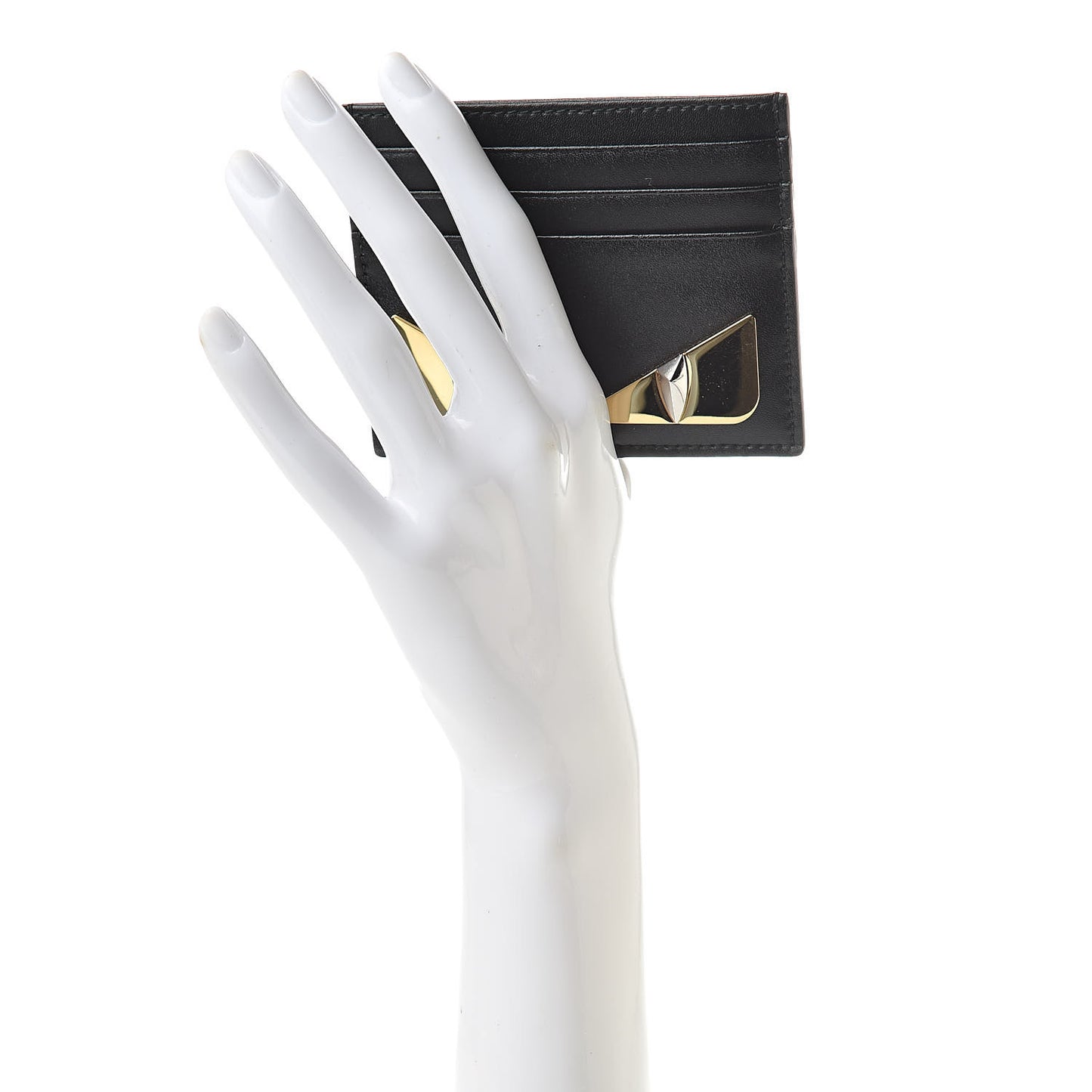 Vitello Liberty Lucido Metal Monster Eyes Card Holder Black Gold