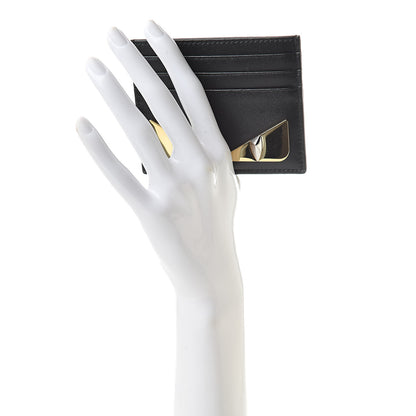 Fendi Vitello Liberty Lucido Metal Monster Eyes Card Holder Black Gold 2 of 8