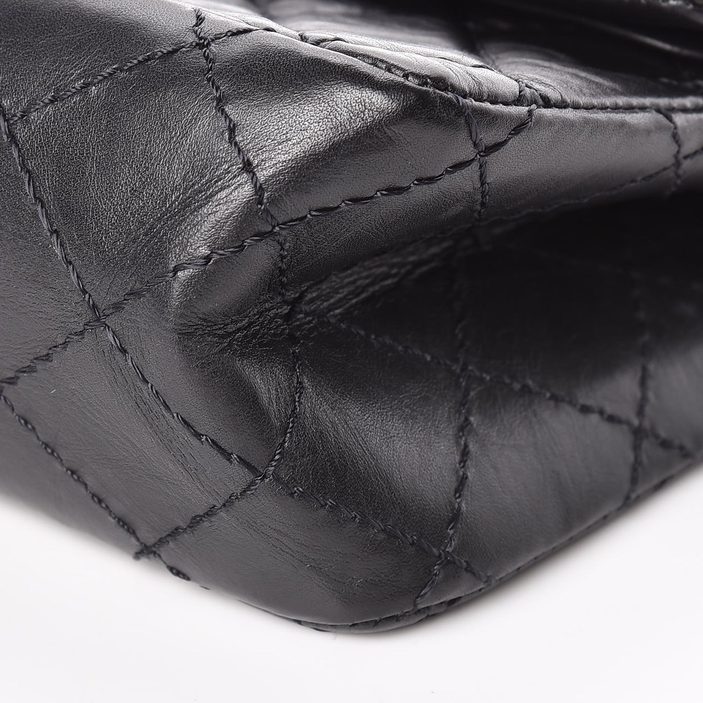 Aged Calfskin Quilted 2.55 Reissue 224 Flap Black