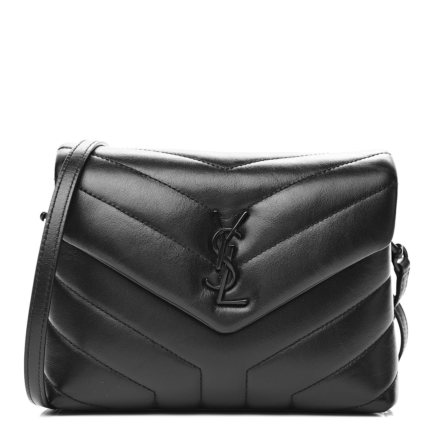 Saint Laurent Calfskin Y Quilted Monogram Toy Loulou Crossbody Bag Black 1 of 11