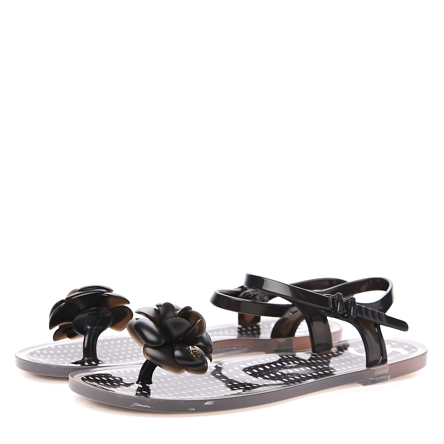 Jelly Camellia Sandals 39 Black