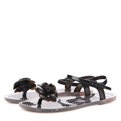 Chanel Jelly Camellia Sandals 39 Black 3 of 7