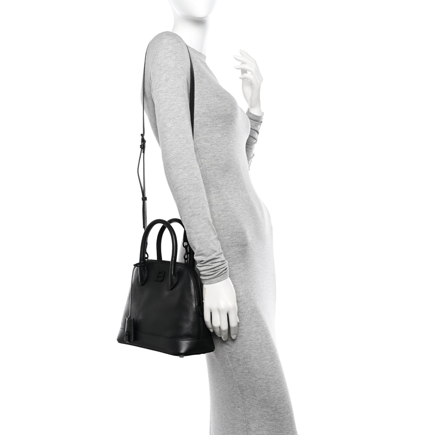 Supple Calfskin Rivet Small Ville Top Handle Bag Black