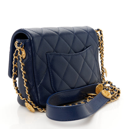 Chanel Caviar Quilted Small Twist Your Buttons Flap Blue 3 of 11