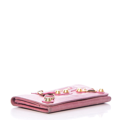 Balenciaga Agneau Giant 12 Gold Hardware Money Wallet Pink 4 of 18