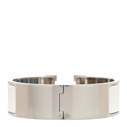Hermes Enamel Wide Clic Clac H Bracelet GM White 3 of 6