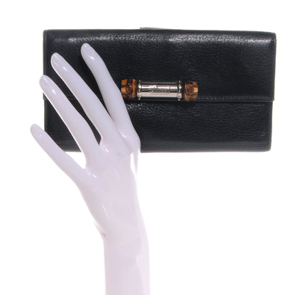 Gucci Leather Bamboo Continental Wallet Black 2 of 7
