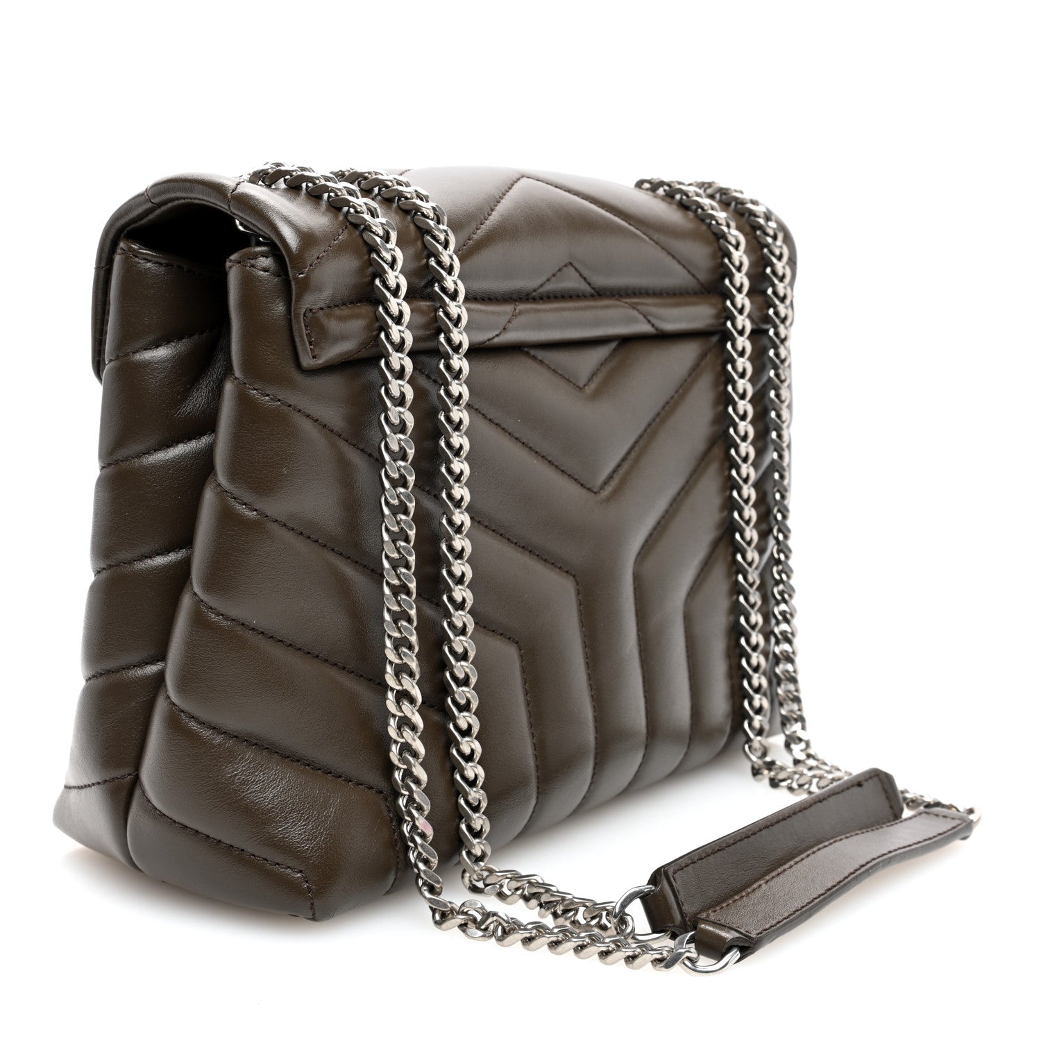 Saint Laurent Calfskin Y Quilted Monogram Small Loulou Chain Satchel Taupe 2 of 9