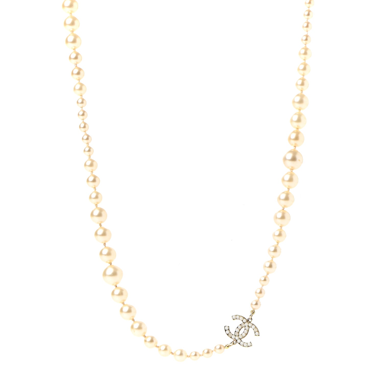 Chanel Graduated Pearl CC Long Necklace Gold 1 of 6