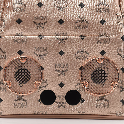 MCM Metallic X Wizpak Visetos Studded Sound System Speaker Backpack Champagne Gold 12 of 14