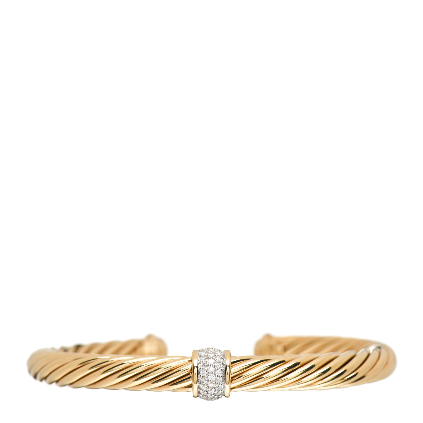 18K Yellow Gold Diamond 7mm Cable Classics Single Station Bracelet