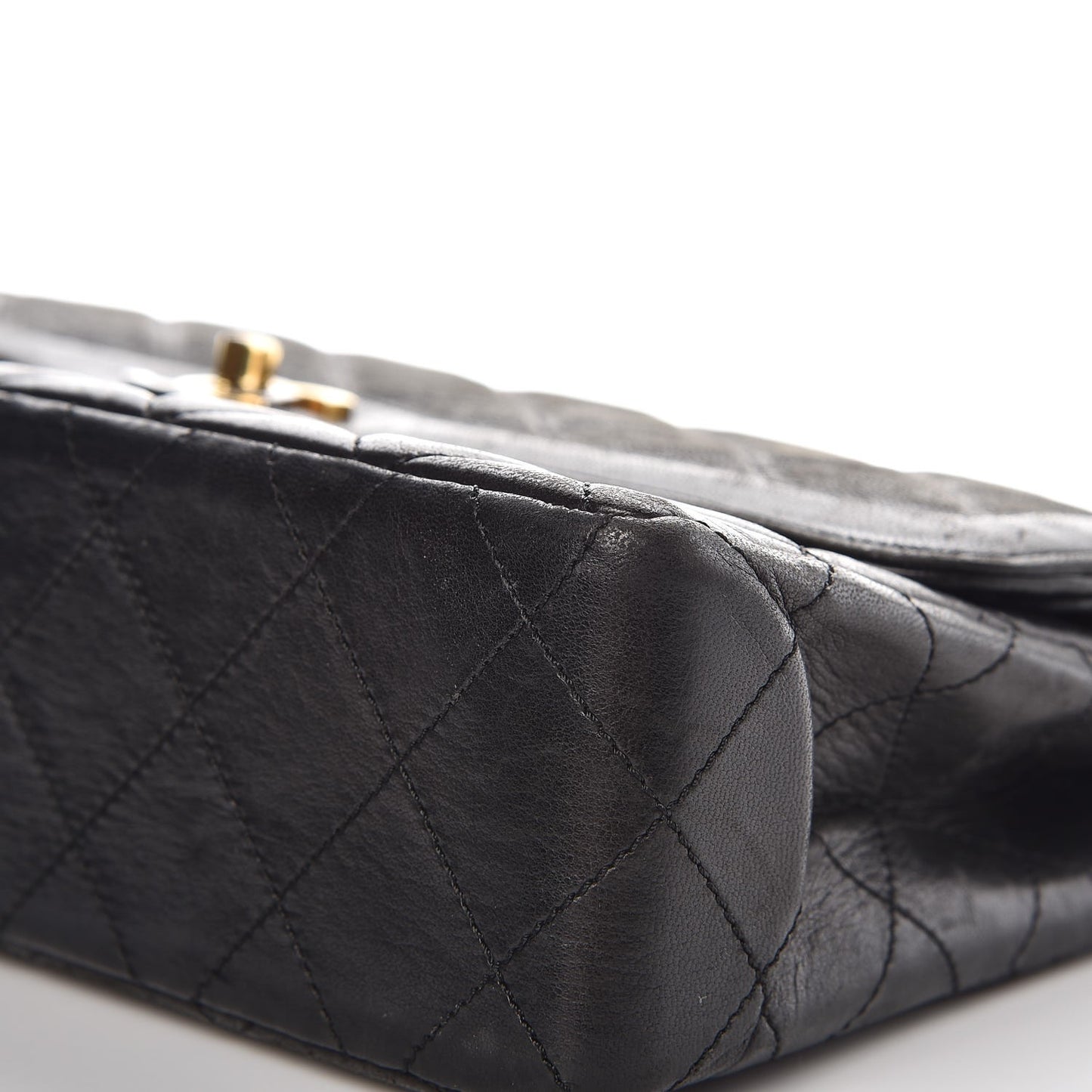 Lambskin Quilted Medium Double Flap Black