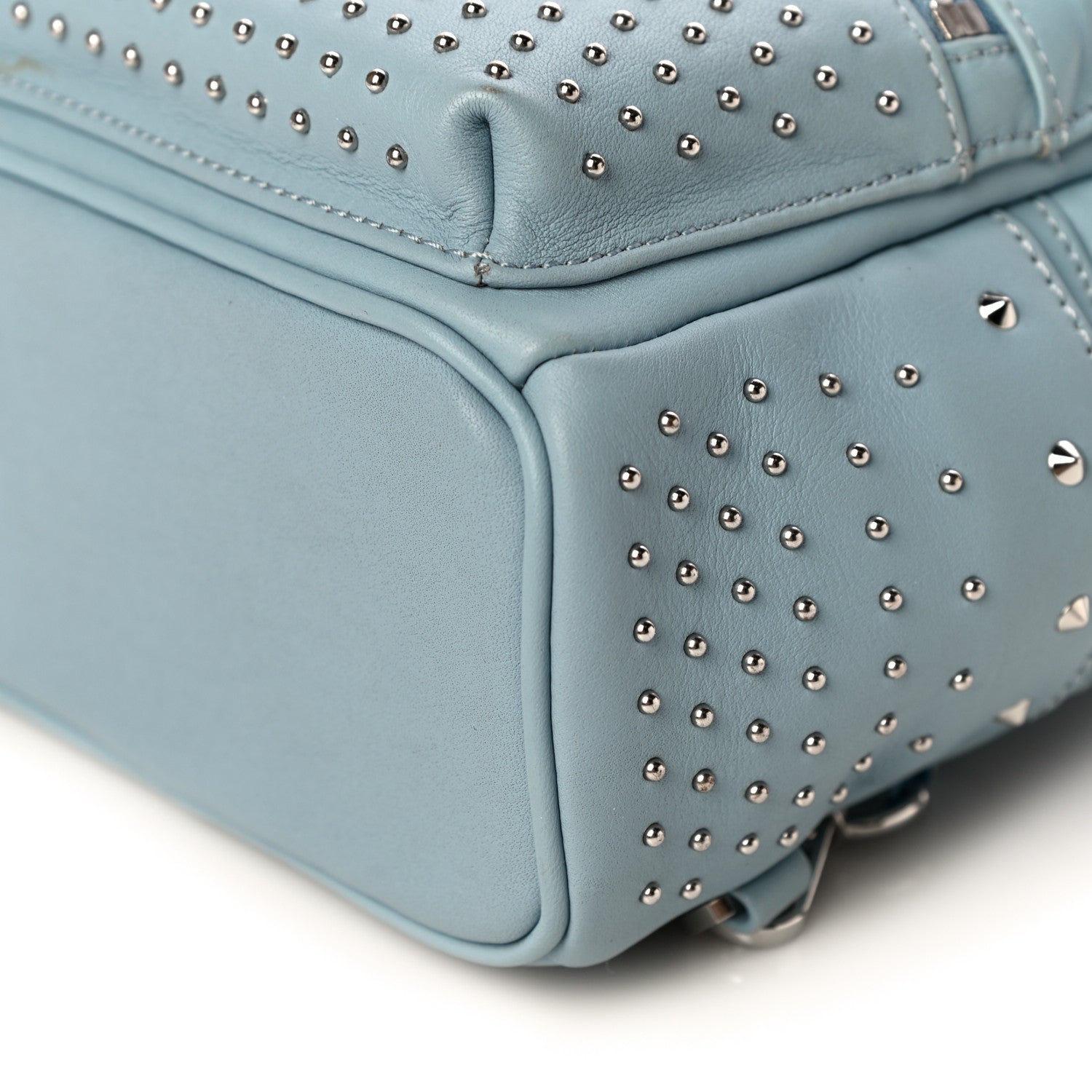 MCM Calfskin Stud X-Mini Stark Bebe Boo Backpack Sky Blue 9 of 11