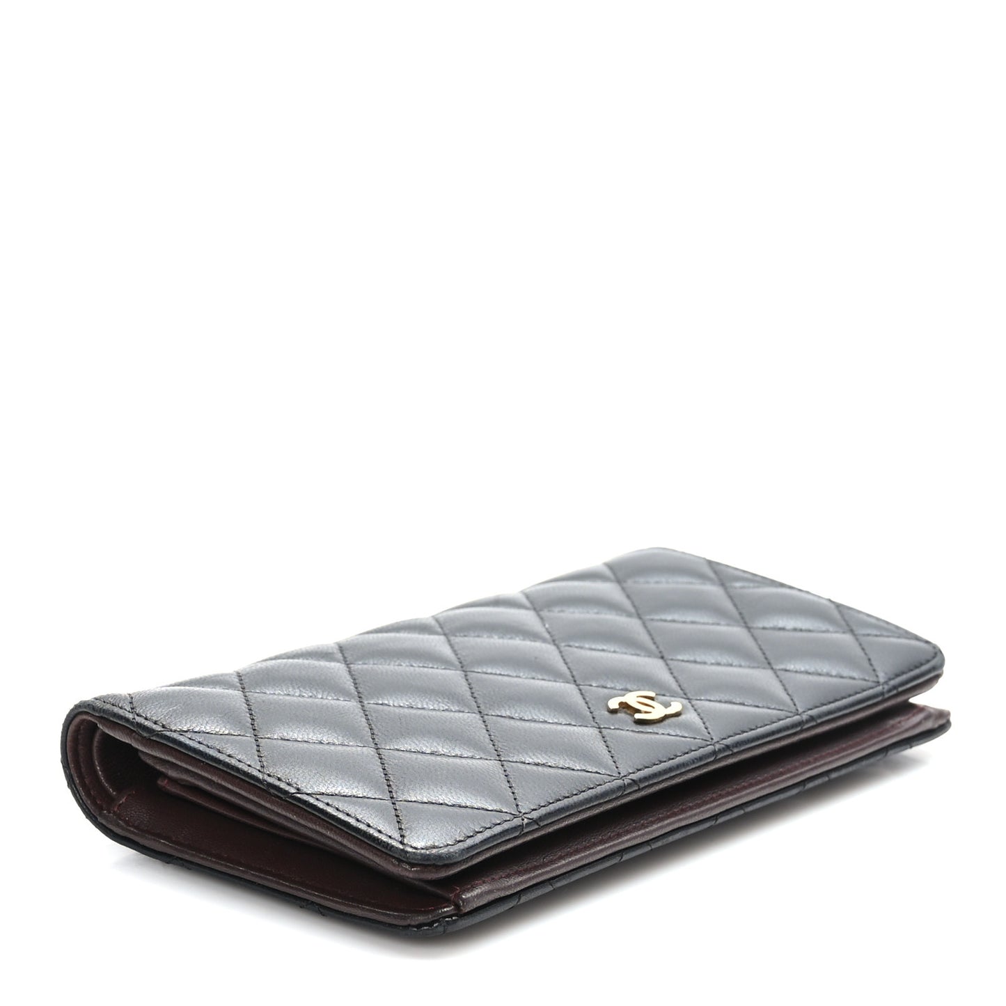 Lambskin Quilted Yen Wallet Black