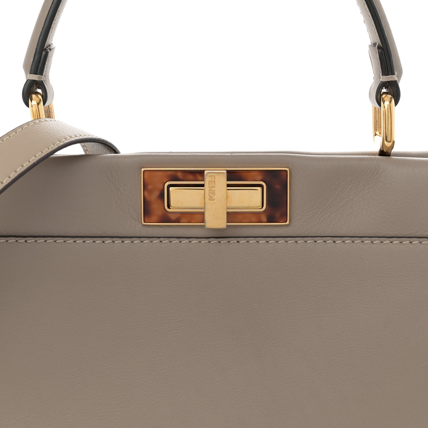 Fendi Vitello Seta Plexiglass Tortoise Medium Peekaboo Iconic Satchel Tortora 8 of 11