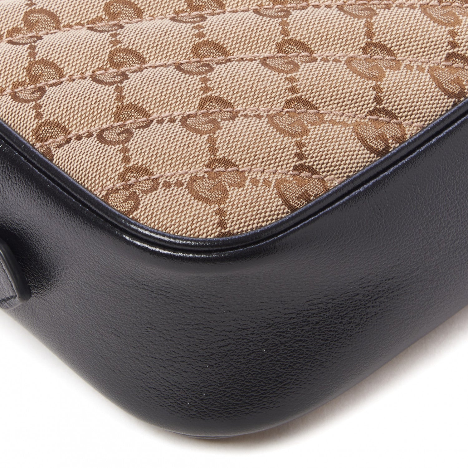 Gucci Monogram Matelasse Diagonal Small GG Marmont Chain Shoulder Bag Beige Black 6 of 9