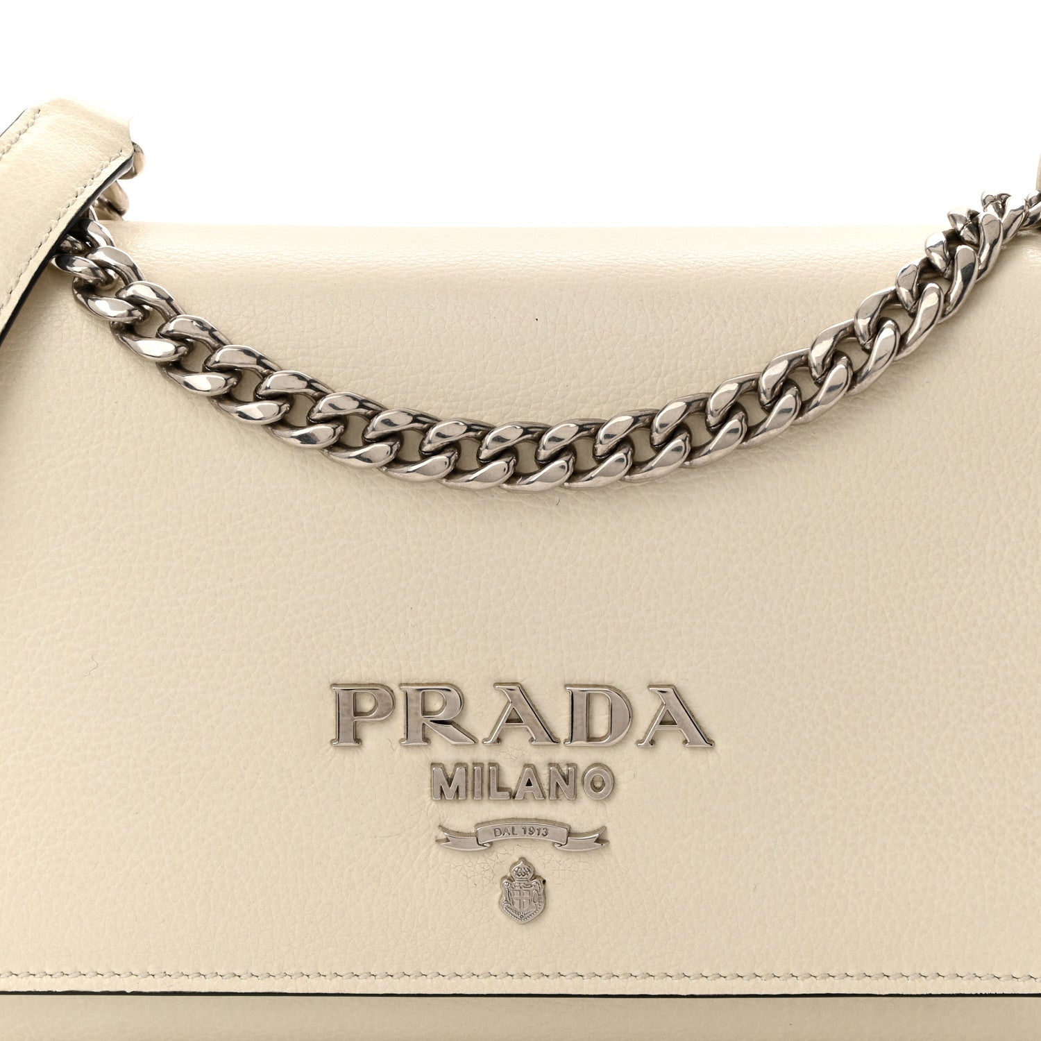 Prada Glace Calfskin Chain Crossbody Bag White 7 of 11