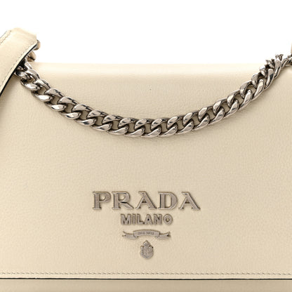 Prada Glace Calfskin Chain Crossbody Bag White 7 of 11