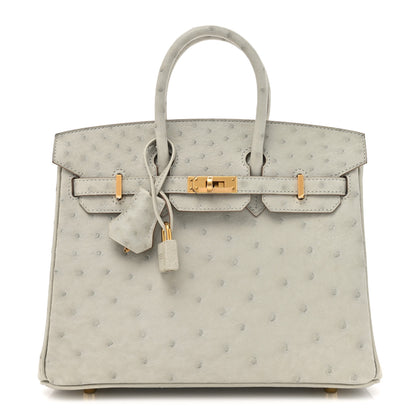 Hermes Ostrich Birkin 25 Gris Perle 1 of 11