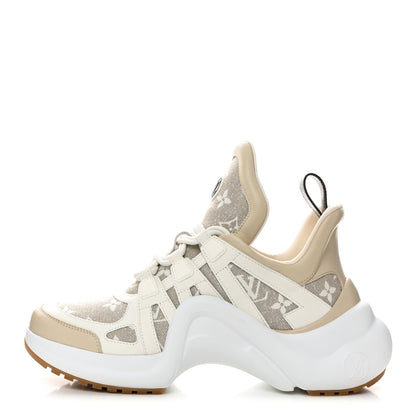 Louis Vuitton Denim Monogram LV Archlight Sneakers 38.5 Ivory 1 of 9