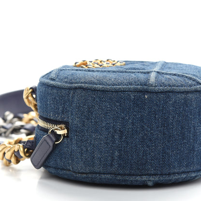 Chanel Denim Quilted Chanel 19 Round Clutch With Chain Blue 8 of 9