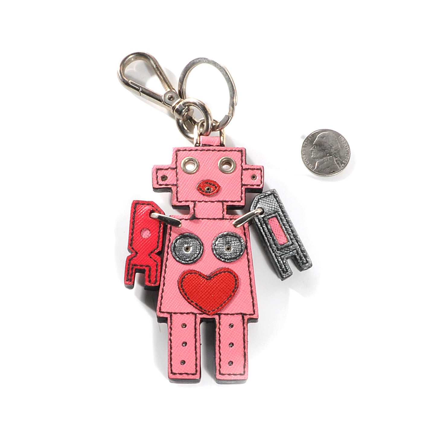 Saffiano Robot Trick Keychain