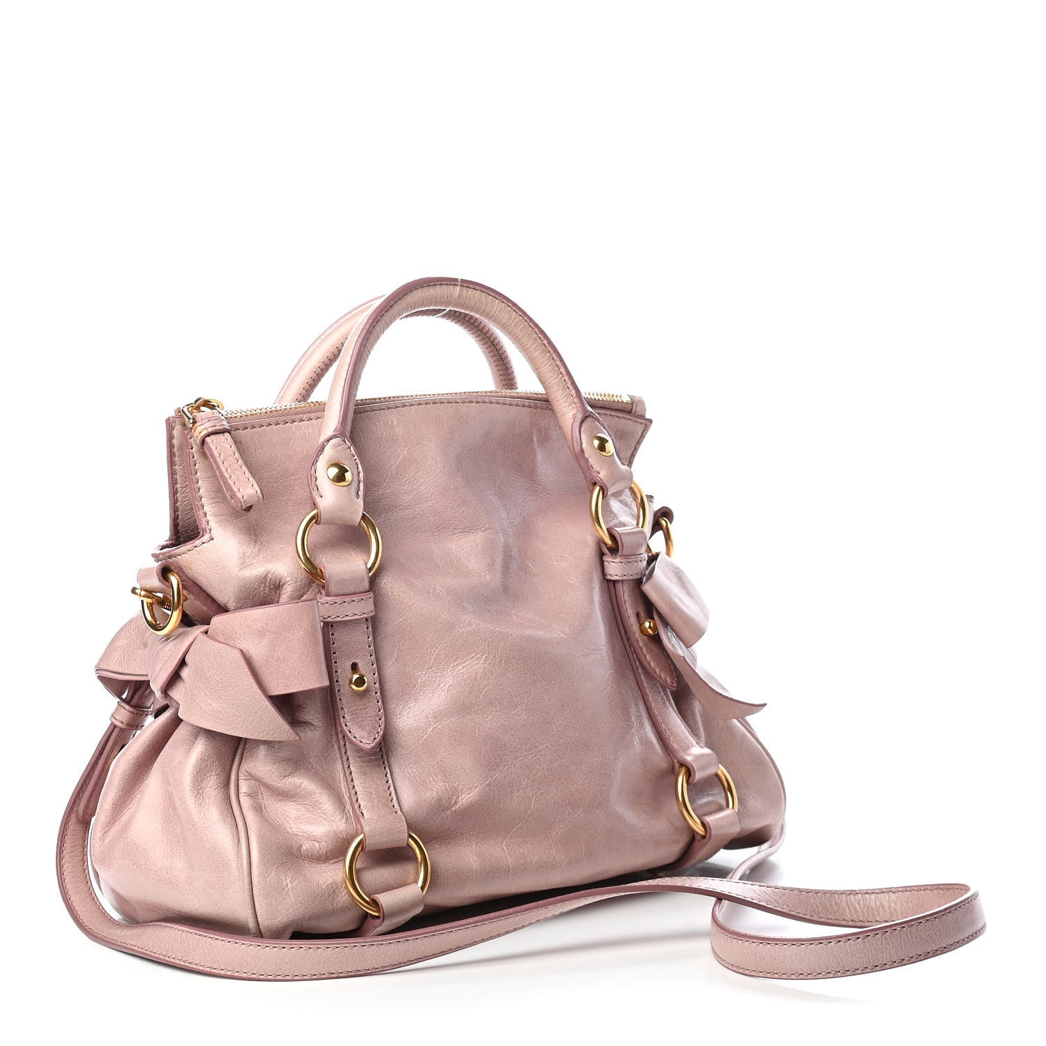 Miu Miu Vitello Lux Mini Bow Bag Cipria 860076 – FASHIONPHILE