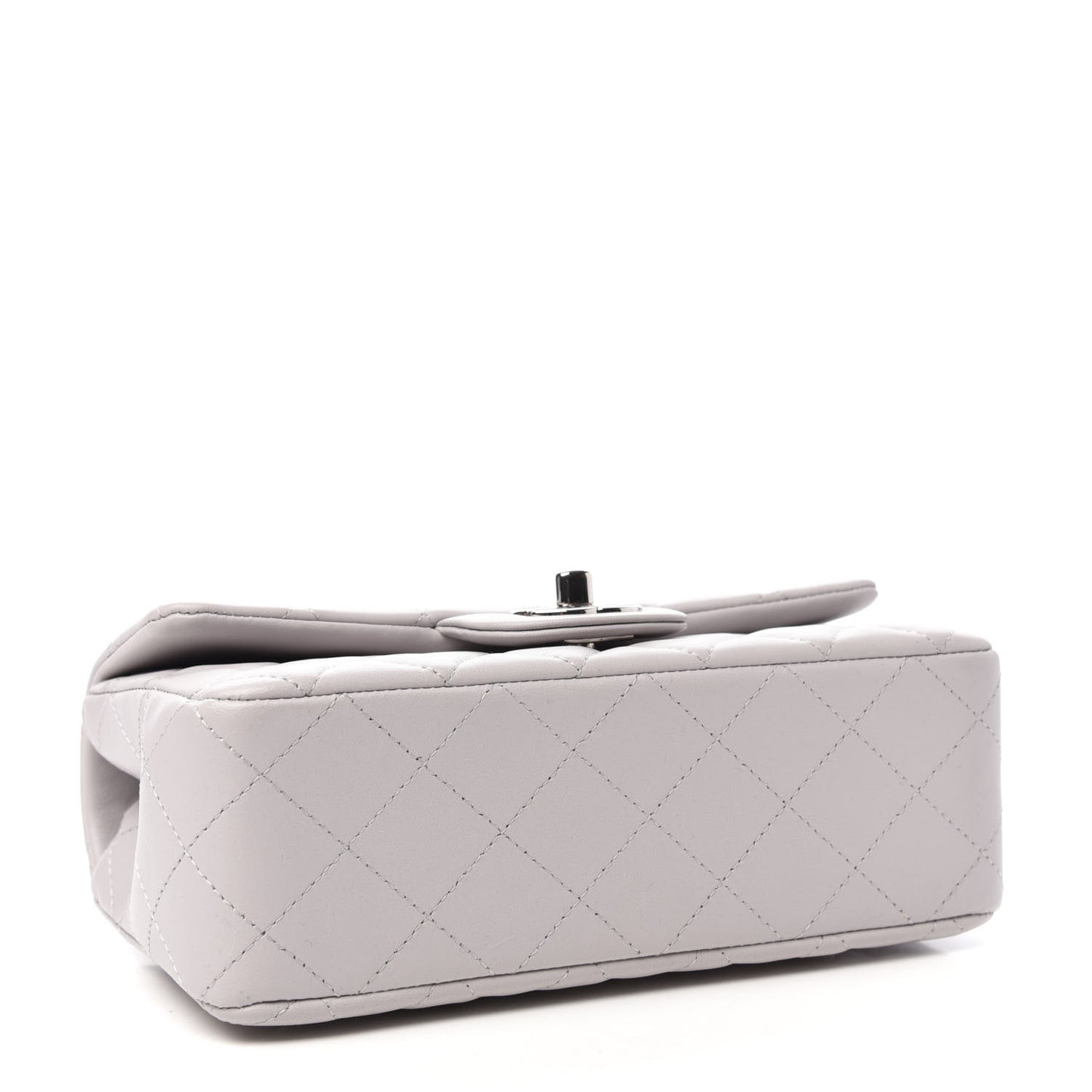 Lambskin Quilted Mini Rectangular Flap Grey