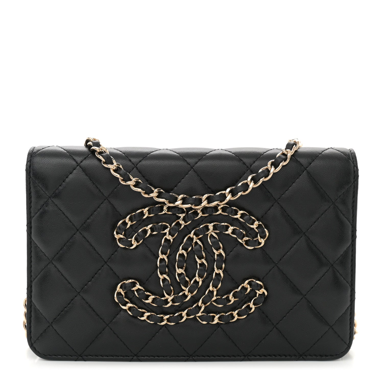 Chanel Lambskin Quilted CC Wallet On Chain WOC Black 1 of 14