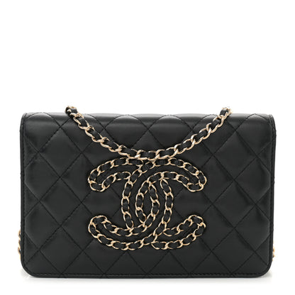 Chanel Lambskin Quilted CC Wallet On Chain WOC Black 1 of 14