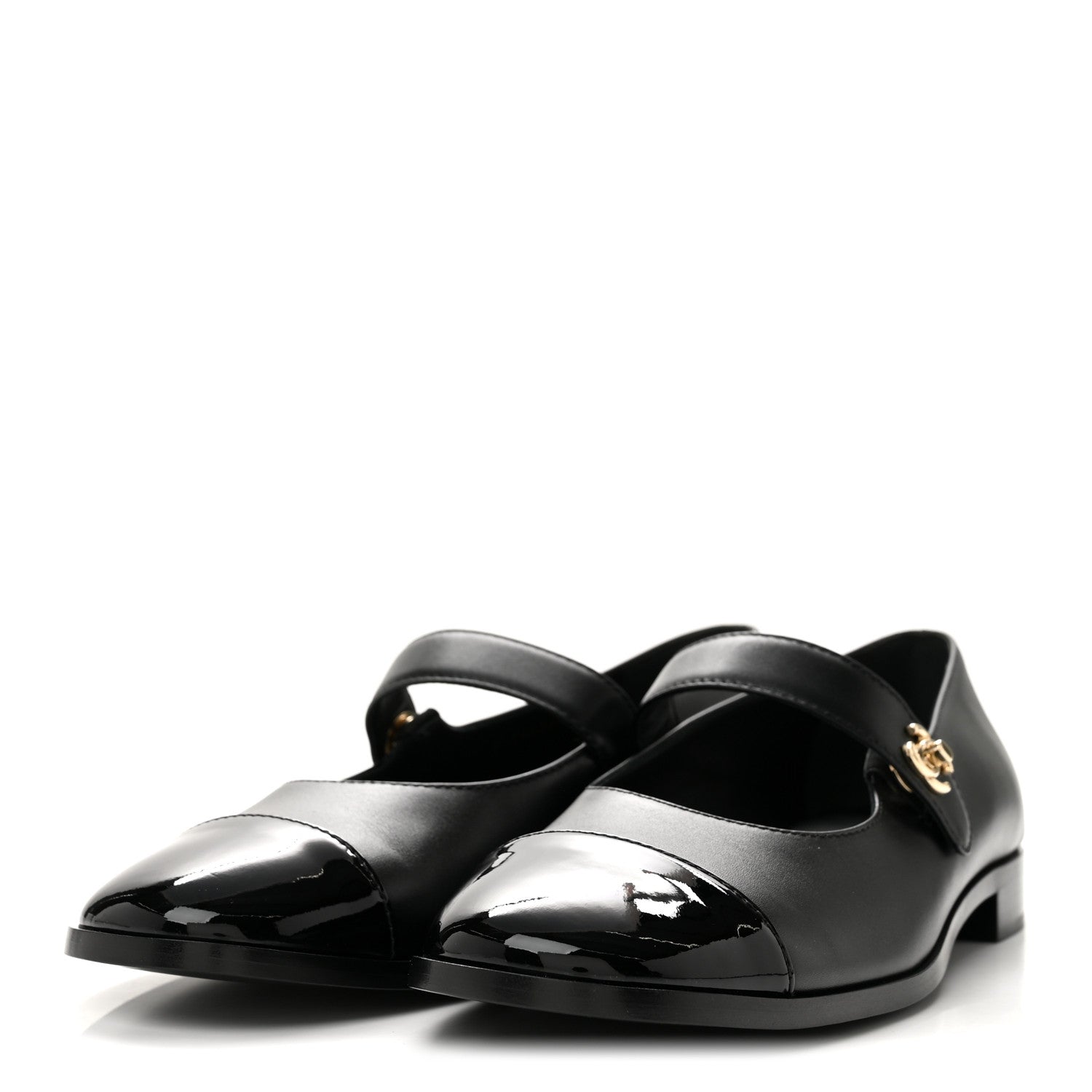 Chanel Calfskin Patent Mary Janes Flats 41 Black 4 of 11