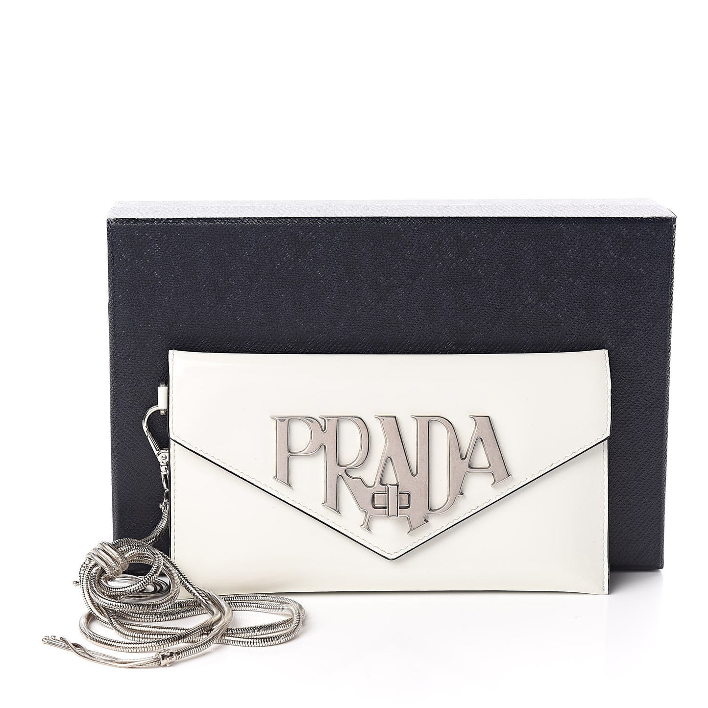 Spazzolato Logo Envelope Clutch White