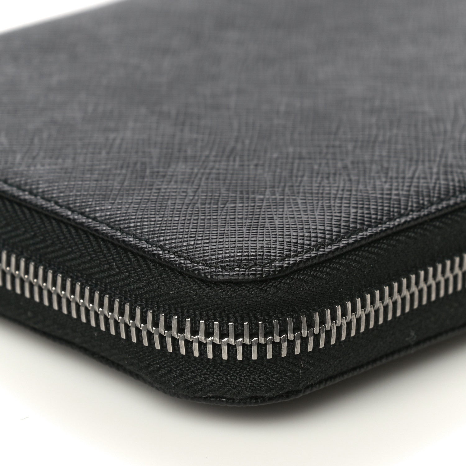 Prada Saffiano Large Zip Around Travel Wallet Black 18 of 20